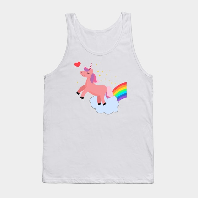 Cute Pink Unicorn & Rainbow Tank Top by smilingnoodles